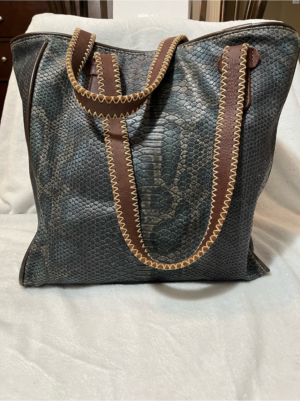 Consuela Tote with Brown Stitched Straps